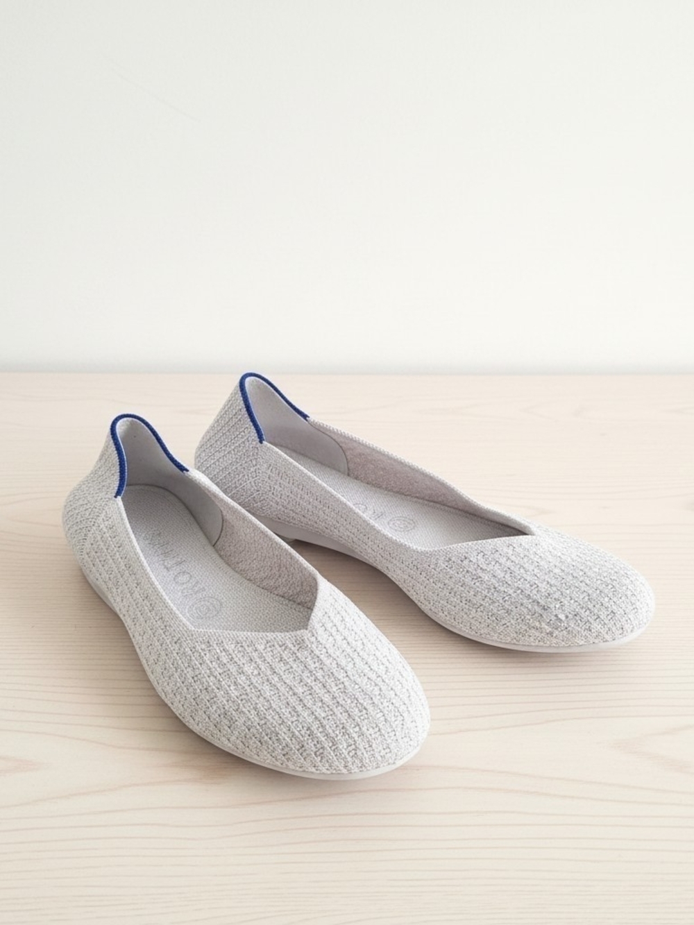 Rothy's The Flat Knit Ballet Flats Light Gray Women's Size 7.5 Comfortable Washa